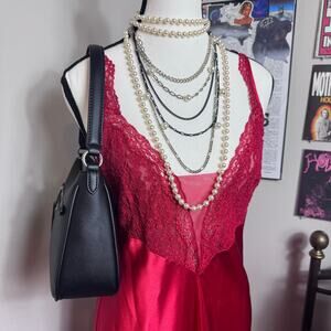 Vintage Victoria's Secret Satin Bias Nightgown/Slip Dress in Holiday Red